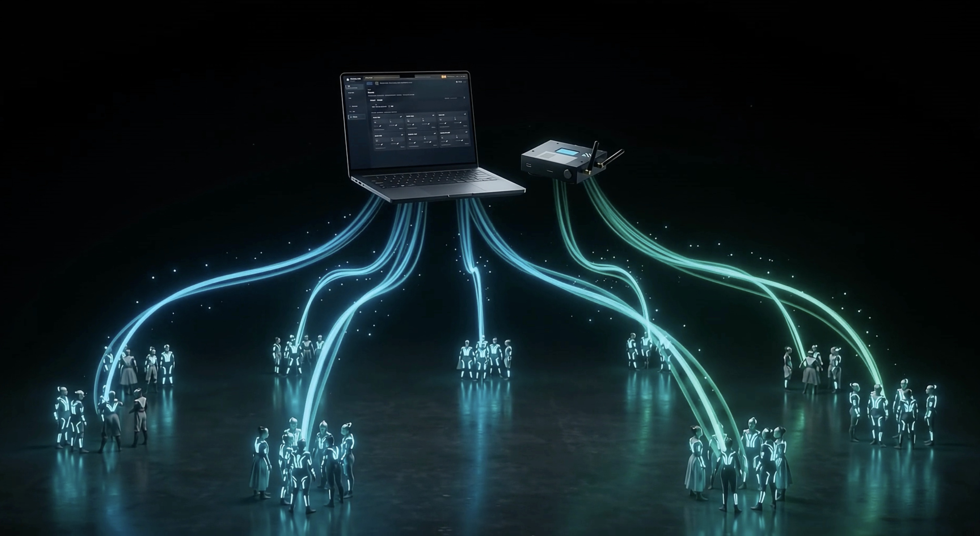 LED Node product render with eight output cables.
